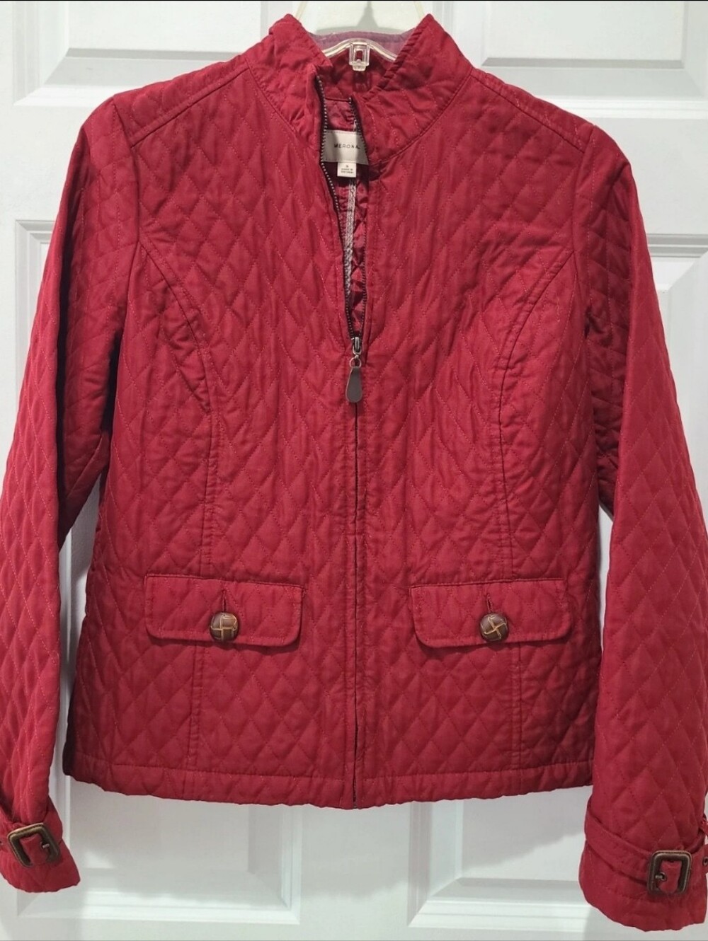 Merona Red/Burgundy Quilted lightweight utility jacket Sz S (XS)